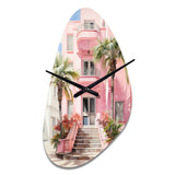 Pink Miami Artful Facades II - Asymmetric Metal Wall Clock