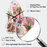 Pink Miami Artful Facades II - Asymmetric Metal Wall Clock