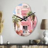Pink Miami Artful Facades II - Asymmetric Metal Wall Clock