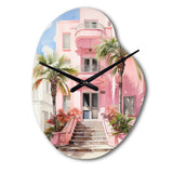 Pink Miami Artful Facades II - Asymmetric Metal Wall Clock
