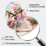 Pink Miami Artful Facades II - Asymmetric Metal Wall Clock