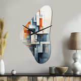 Colorful Mid Century Abstract Architectures I - Asymmetric Metal Wall Clock