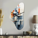 Colorful Mid Century Abstract Architectures I - Asymmetric Metal Wall Clock