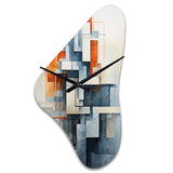 Colorful Mid Century Abstract Architectures I - Asymmetric Metal Wall Clock