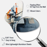 Colorful Mid Century Abstract Architectures I - Asymmetric Metal Wall Clock