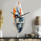 Colorful Mid Century Abstract Architectures I - Asymmetric Metal Wall Clock