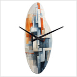 Colorful Mid Century Abstract Architectures I - Asymmetric Metal Wall Clock
