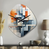 Colorful Mid Century Abstract Architectures I - Asymmetric Metal Wall Clock