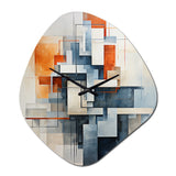 Colorful Mid Century Abstract Architectures I - Asymmetric Metal Wall Clock
