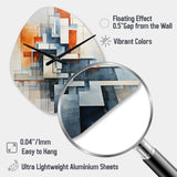 Colorful Mid Century Abstract Architectures I - Asymmetric Metal Wall Clock