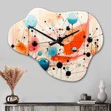 Colorful Mid Century Abstract Atomic I - Asymmetric Metal Wall Clock