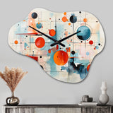 Colorful Mid Century Abstract Atomic II - Asymmetric Metal Wall Clock