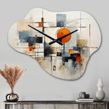 Colorful Mid Century Abstract Elegance I - Asymmetric Metal Wall Clock