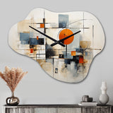 Colorful Mid Century Abstract Elegance I - Asymmetric Metal Wall Clock