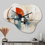 Colorful Mid Century Abstract Elegance II - Asymmetric Metal Wall Clock