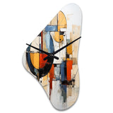 Colorful Mid Century Abstract Fusion I - Asymmetric Metal Wall Clock