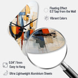 Colorful Mid Century Abstract Fusion I - Asymmetric Metal Wall Clock