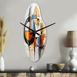 Colorful Mid Century Abstract Fusion I - Asymmetric Metal Wall Clock