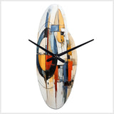Colorful Mid Century Abstract Fusion I - Asymmetric Metal Wall Clock