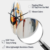 Colorful Mid Century Abstract Fusion I - Asymmetric Metal Wall Clock