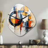 Colorful Mid Century Abstract Fusion I - Asymmetric Metal Wall Clock