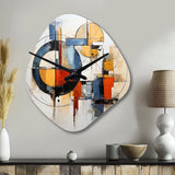 Colorful Mid Century Abstract Fusion I - Asymmetric Metal Wall Clock