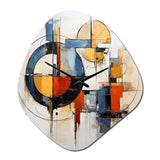 Colorful Mid Century Abstract Fusion I - Asymmetric Metal Wall Clock