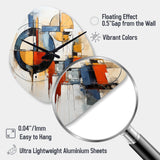 Colorful Mid Century Abstract Fusion I - Asymmetric Metal Wall Clock
