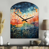 Blue Pink Mid Century Abstract Landscapes - Asymmetric Metal Wall Clock