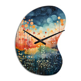 Blue Pink Mid Century Abstract Landscapes - Asymmetric Metal Wall Clock