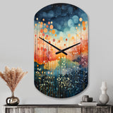 Blue Pink Mid Century Abstract Landscapes - Asymmetric Metal Wall Clock