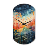 Blue Pink Mid Century Abstract Landscapes - Asymmetric Metal Wall Clock