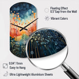Blue Pink Mid Century Abstract Landscapes - Asymmetric Metal Wall Clock