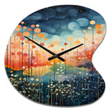 Blue Pink Mid Century Abstract Landscapes - Asymmetric Metal Wall Clock
