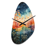 Blue Pink Mid Century Abstract Landscapes - Asymmetric Metal Wall Clock