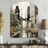 Grey Green Mid Century Architectural Elegance - Asymmetric Metal Wall Clock