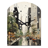 Grey Green Mid Century Architectural Elegance - Asymmetric Metal Wall Clock