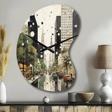 Grey Green Mid Century Architectural Elegance - Asymmetric Metal Wall Clock