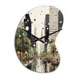 Grey Green Mid Century Architectural Elegance - Asymmetric Metal Wall Clock