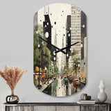 Grey Green Mid Century Architectural Elegance - Asymmetric Metal Wall Clock