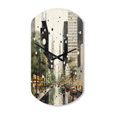 Grey Green Mid Century Architectural Elegance - Asymmetric Metal Wall Clock