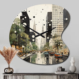 Grey Green Mid Century Architectural Elegance - Asymmetric Metal Wall Clock