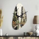 Grey Green Mid Century Architectural Elegance - Asymmetric Metal Wall Clock
