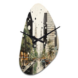 Grey Green Mid Century Architectural Elegance - Asymmetric Metal Wall Clock