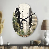 Grey Green Mid Century Architectural Elegance - Asymmetric Metal Wall Clock