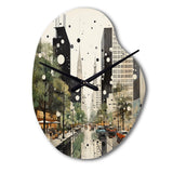 Grey Green Mid Century Architectural Elegance - Asymmetric Metal Wall Clock