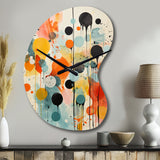 Colorful Mid Century Atomic Abstraction I - Asymmetric Metal Wall Clock