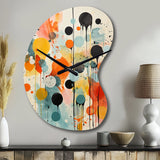 Colorful Mid Century Atomic Abstraction I - Asymmetric Metal Wall Clock