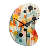 Colorful Mid Century Atomic Abstraction I - Asymmetric Metal Wall Clock