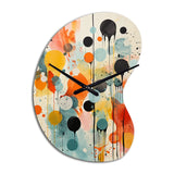 Colorful Mid Century Atomic Abstraction I - Asymmetric Metal Wall Clock
